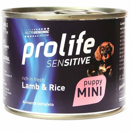 Alimento cane umido prolife Sensitive Puppy Mini agnello e riso 200g