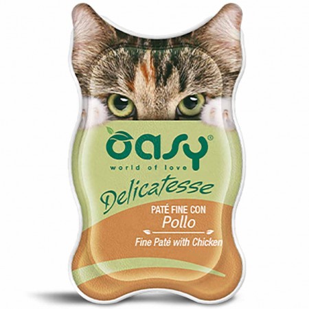 Alimento gatto Oasy Delicatesse Pat&eacute; fine con Pollo 85g