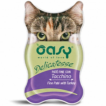 Alimento gatto Oasy Delicatesse Pat&eacute; fine con Tacchino 85g