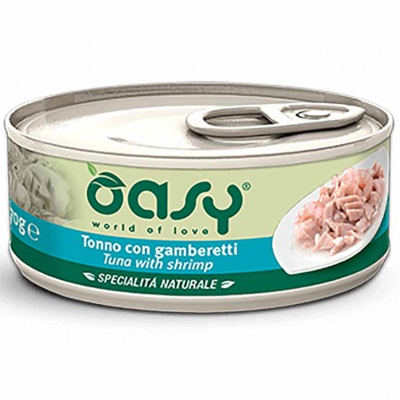 Alimento gatto Oasy Specialit&agrave; naturale adult con tonno e gamberetti 150g