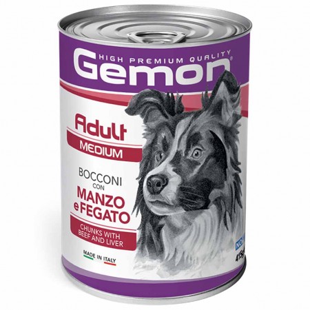 Alimento cane Monge Gemon 24 lattine da 415g Medium adult manzo e fegato