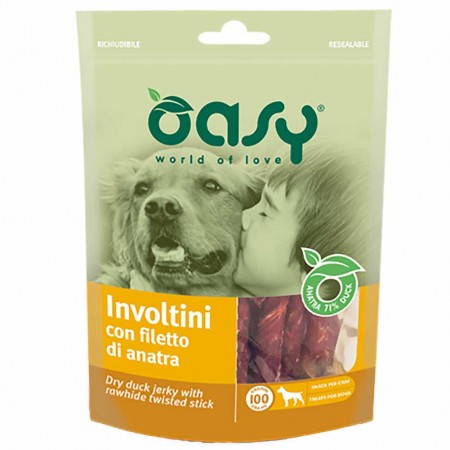 Alimento cane Snack Oasy Involtini con filetto di anatra 100g