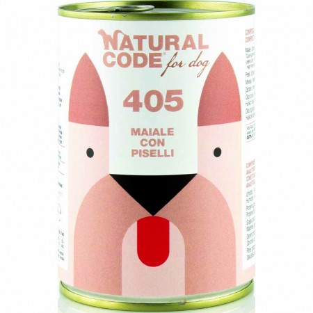 Alimento cane umido Natural Code Maiale con piselli 400g