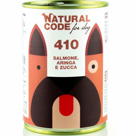 Alimento cane umido Natural Code Salmone aringa zucca 400g