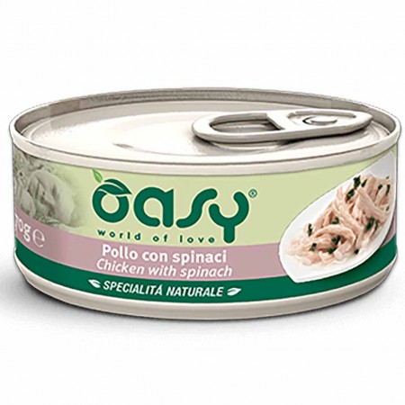 Alimento gatto Oasy Specialit&agrave; naturale adult con pollo e spinaci 70g