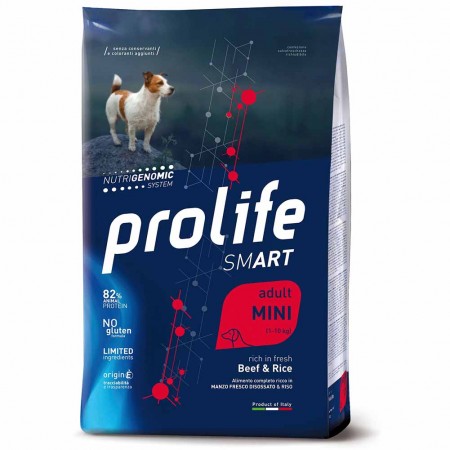 Alimento cane secco Prolife Smart Adult Mini manzo e riso 600g