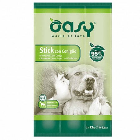 Alimento cane Snack Oasy Stick con coniglio 3x12g