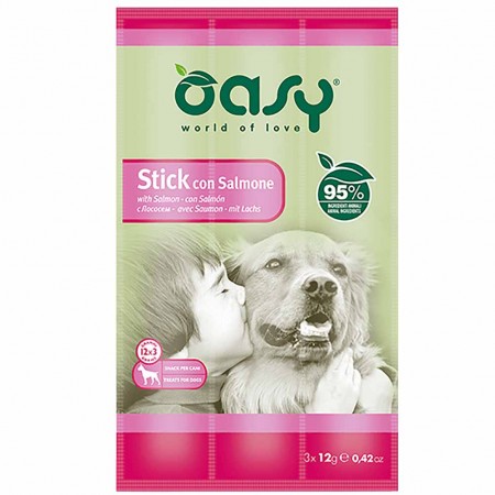 Alimento cane Snack Oasy Stick con Salmone 3x12g