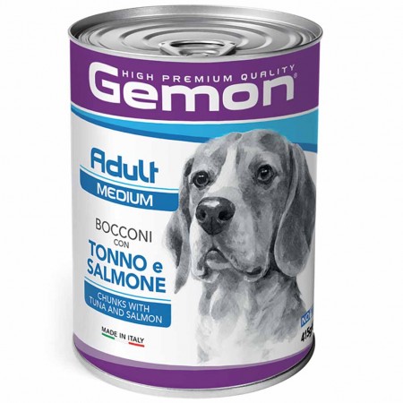 Alimento cane Monge Gemon 24 lattine da 415g Medium adult Tonno e Salmone