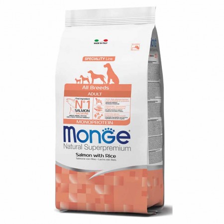 Alimento cane Monge All Breeds adult monoprotein salmone con riso 12kg