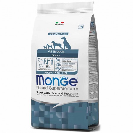 Alimento cane Monge All Breeds adult monoprotein Trota riso e patate 2,5kg