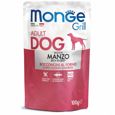 Alimento cane Monge Grill Manzo 100g