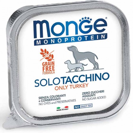 Alimento cane Monge monoprotein solo tacchino 150g