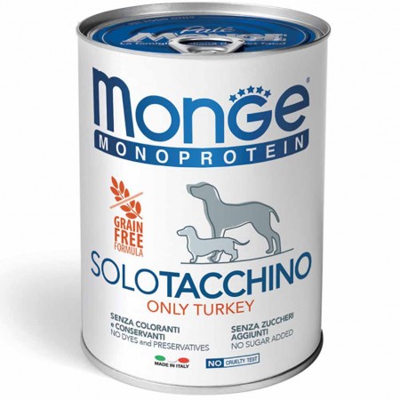 Alimento cane Monge monoprotein solo tacchino 400g