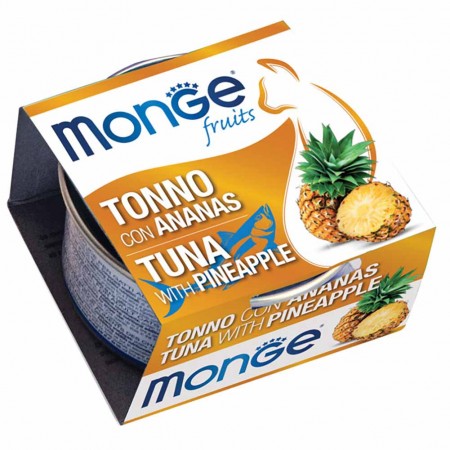 Alimento gatto Monge Fruit Tonno con ananas 80g