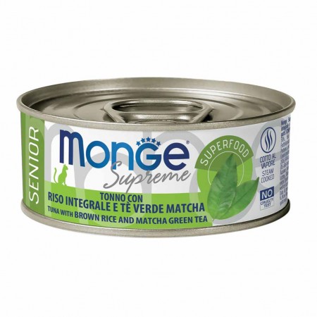 Alimento gatto Monge Supreme Senior Tonno riso integrale e Te verde Matcha 80g