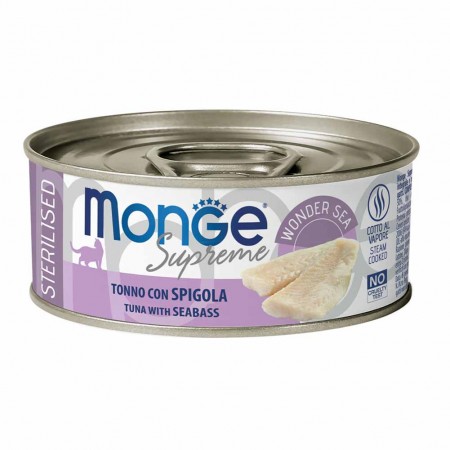 Alimento gatto Monge Supreme sterilised Tonno con spigola 80g