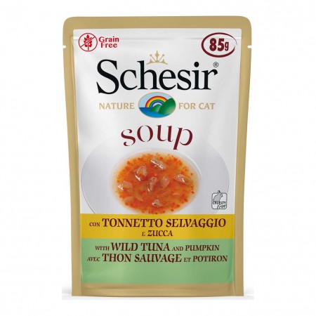 Alimento gatto Schesir cat Soup Tonnetto e zucca 85g