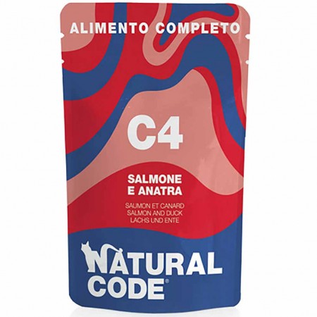 Alimento gatto umido Natural Code C4 Salmone e Anatra 70g