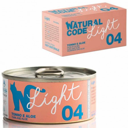Alimento gatto umido Natural Code Light 04 Tonno e Aloe 70gx4 lattine