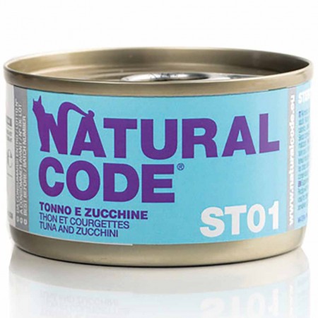 Alimento gatto umido Natural Code steril 01 tonno e zucchine 85g