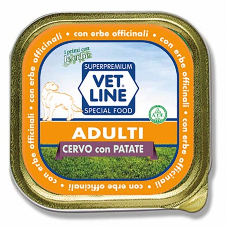 Alimento umido cane adulto cervo con patate 150g Vet Line