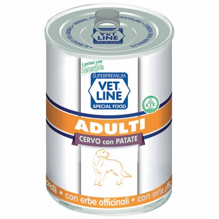 Alimento umido cane adulto cervo con patate 400g Vet Line