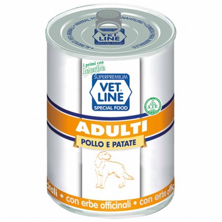 Alimento umido cane adulto pollo e patate 400g Vet Line