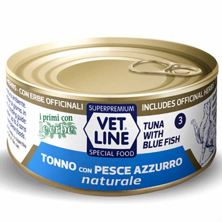 Alimento umido gatto adulto tonno con pesce azzurro naturale 70g Vet Line