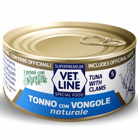 Alimento umido gatto adulto tonno con vongole naturale 70g Vet Line