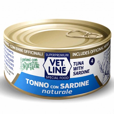 Alimento umido gatto adulto tonno e sardine naturale 70g Vet Line