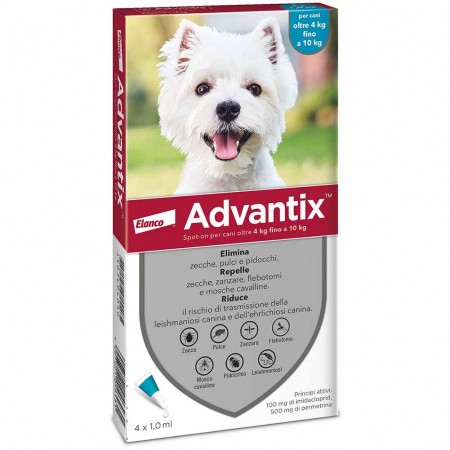Antiparassitario Advantix per cani da 4 a 10kg 4 pipette