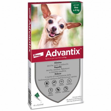 Antiparassitario Advantix per cani fino a 4 kg 4 pipette