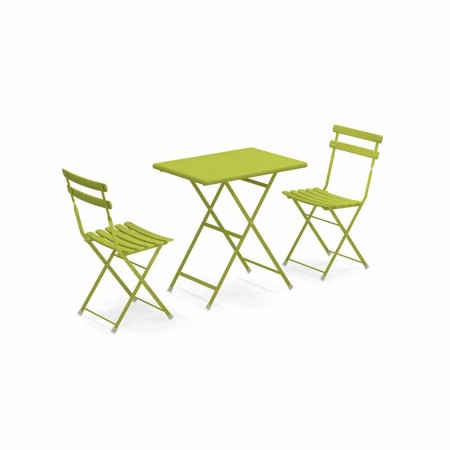 Completo pranzo Set Arc En Ciel verde lime Tavolo 70x50cm con 2 sedie Emu 335136000A