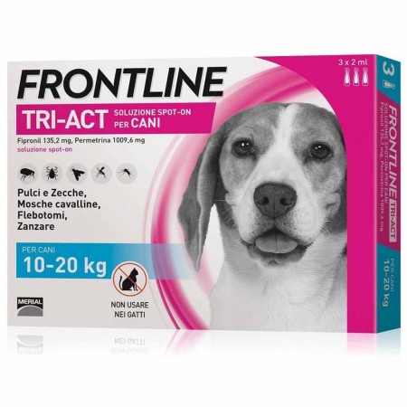 Frontline Tri-Act per cani da 10 a 20kg repellente insetticida acaricida 3 pipette