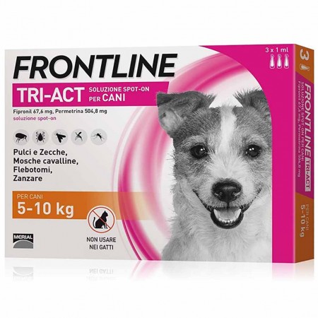 Frontline Tri-Act per cani da 5 a 10kg repellente insetticida acaricida 3 pipette
