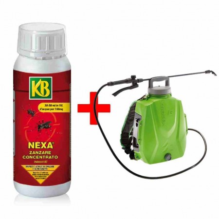 Kit Anti Zanzare PRO Pompa 8 lt Verdemax+ insetticida Deadyna 500ml Nexa