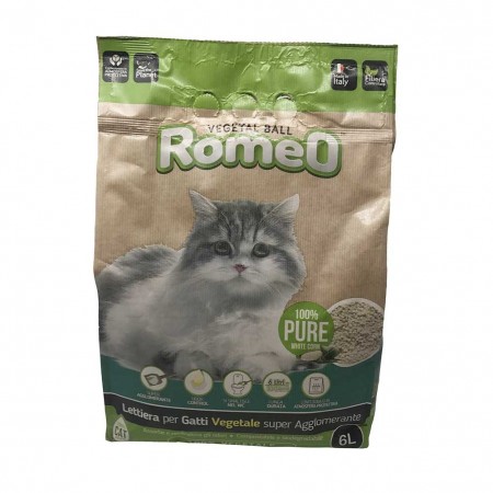 Romeo Vegetal-ball lettiera per gatti biodegradable con carboni attivi 6lt