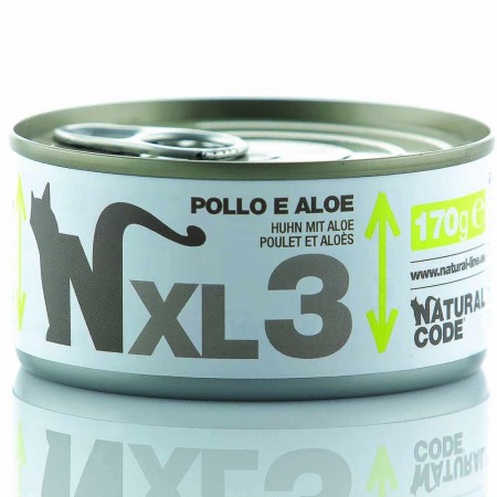 Alimento gatto umido Natural Code XL pollo e Aloe 170g