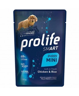 Alimento cane umido Prolife Smart Puppy Mini pollo e riso 100g