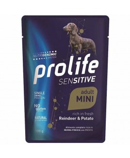 Alimento cane umido Prolife Sensitive Adult Mini renna e patate 100g