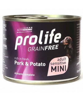 Alimento cane umido Prolife Grain Free Adult Mini maiale e patate 200g