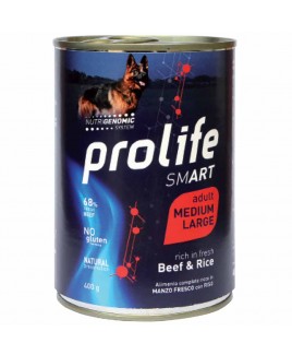 Alimento cane umido Prolife Smart Adult Medium Large manzo e riso 800g
