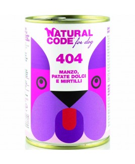 Alimento cane umido Natural Code 404 Manzo patate dolci e mirtilli 400g