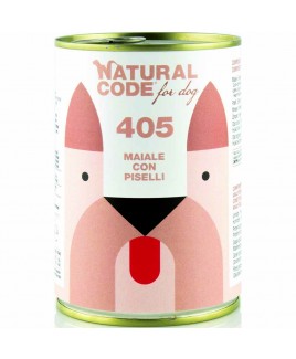 Alimento cane umido Natural Code 405 Maiale con piselli 400g