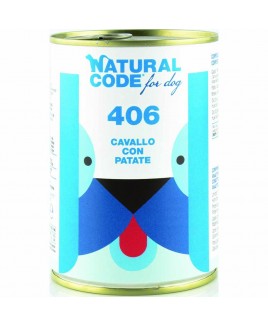 Alimento cane umido Natural Code 406 cavallo con patate 400g