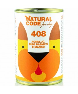 Alimento cane umido Natural Code 408 agnello riso basmati e mango 400g
