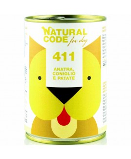 Alimento cane umido Natural Code 411 Anatra coniglio e patate 400g