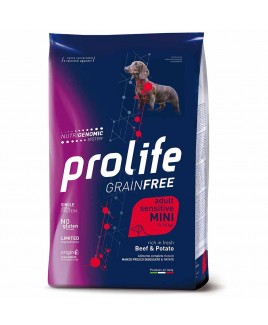 Alimento cane secco Prolife Sensitive Grain Free Adult Mini manzo e patate 2Kg