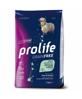 Alimento cane secco Prolife Sensitive Grain Free Adult Medium Large pesce e patate 2,5Kg